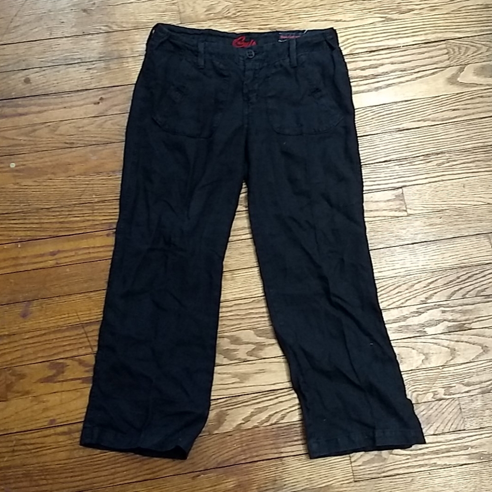 Blue Cult black linen cropped pants